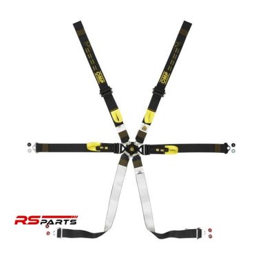 OMP One 2-tolline Endurance 6-punkti tõmmates ohutusvöö FIA 8853-2016 - Must