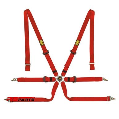 OMP One 2-tolline 6-punktiline allasikutõmbav FIA 8853-2016 turvarihm - punane